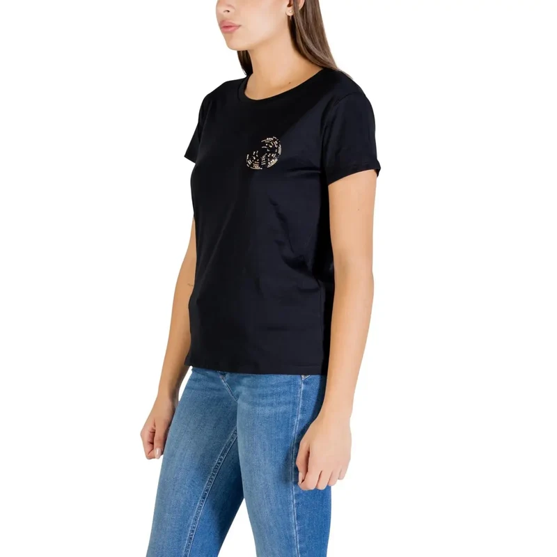 Liu Jo Frauen Schwarz Baumwolle Rundhals T-Shirt