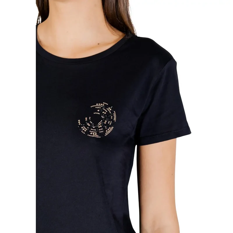 Liu Jo Frauen Schwarz Baumwolle Rundhals T-Shirt