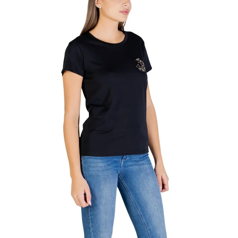 Liu Jo Frauen Schwarz Baumwolle Rundhals T-Shirt