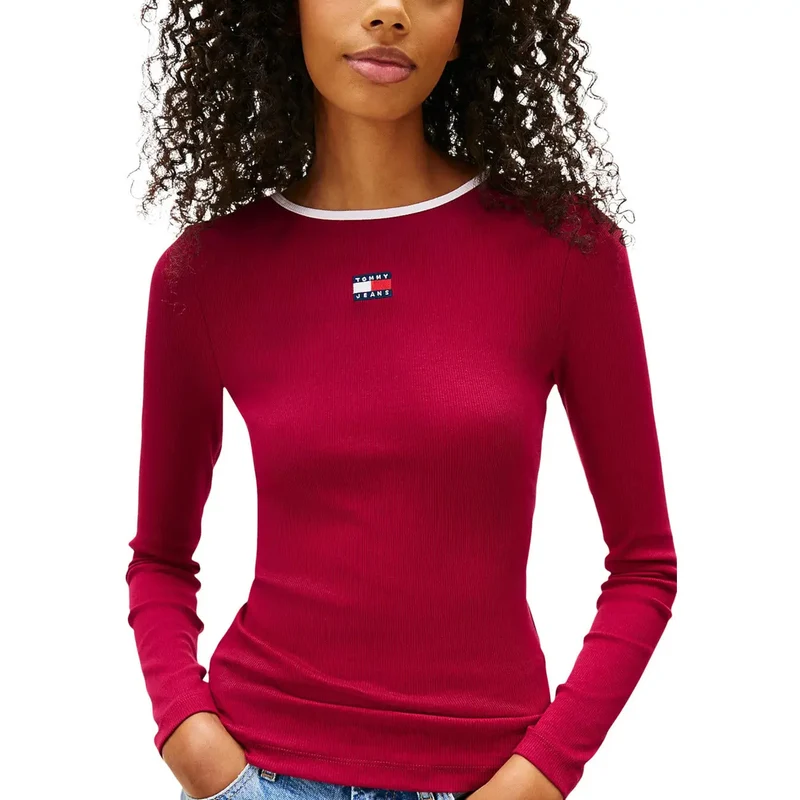Tommy Hilfiger Damen Weißes Langarm T-Shirt aus Bio-Baumwolle