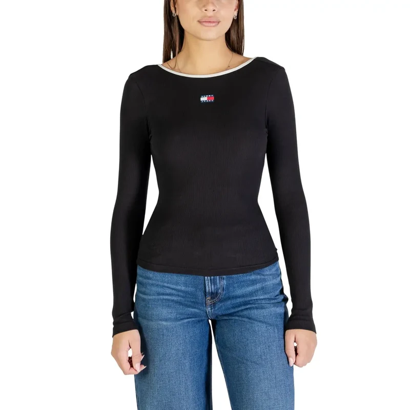 Tommy Hilfiger Damen Weißes Langarm T-Shirt aus Bio-Baumwolle