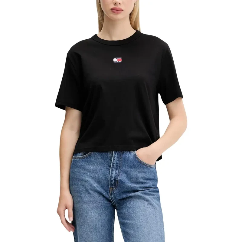 Tommy Hilfiger Jeans Damen T-Shirt aus blauer Bio-Baumwolle