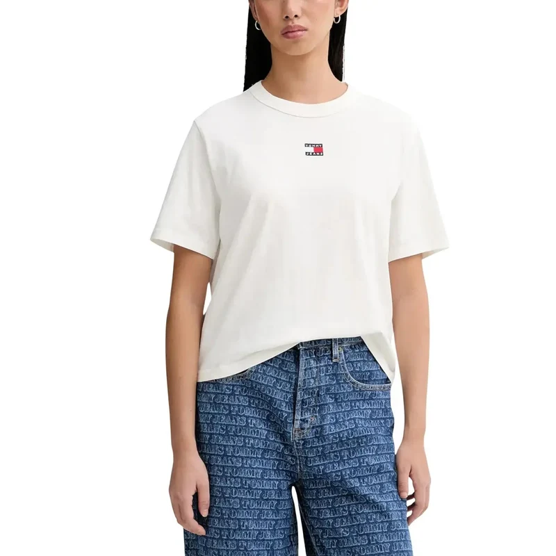 Tommy Hilfiger Jeans Damen T-Shirt aus blauer Bio-Baumwolle