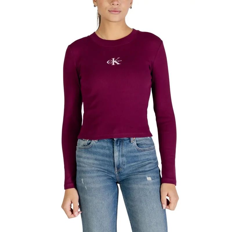 Calvin Klein Jeans Damen Weißes Langarm T-Shirt aus Bio-Baumwolle