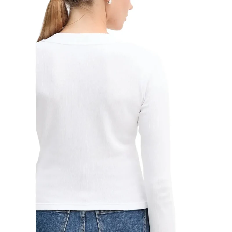 Calvin Klein Jeans Damen Weißes Langarm T-Shirt aus Bio-Baumwolle