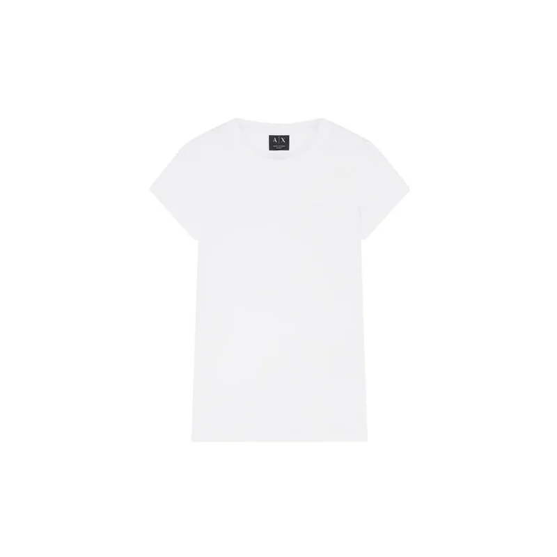 Armani Exchange Damen T-Shirt aus Baumwolle mit Rundhalsausschnitt Weiß