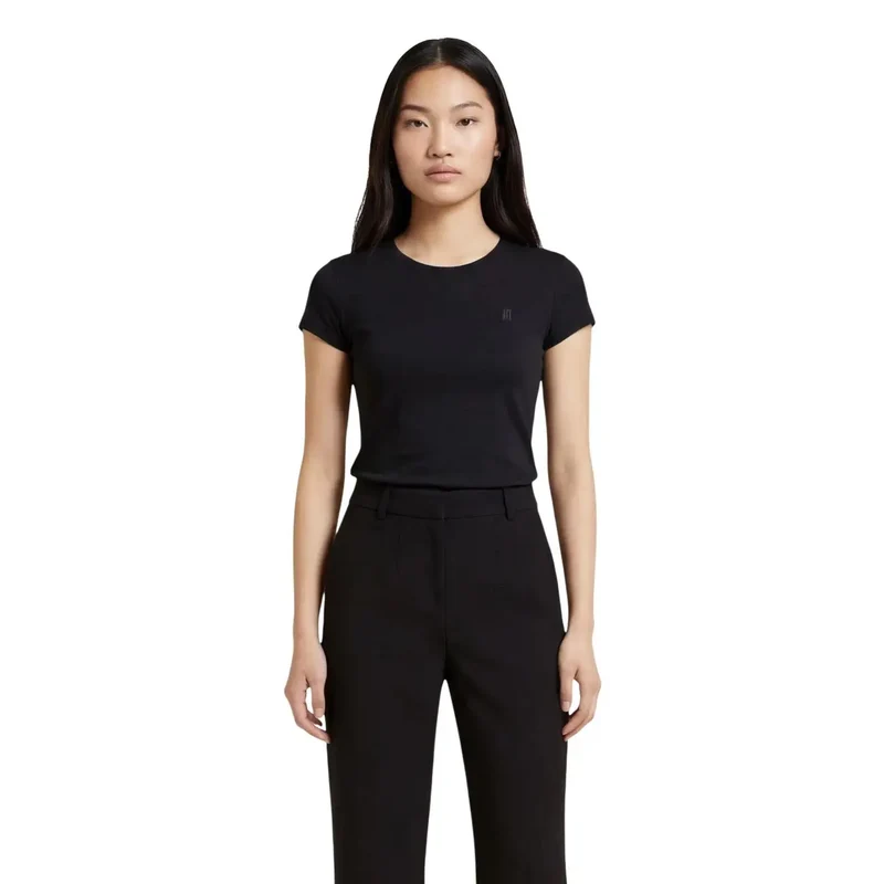 Armani Exchange Damen T-Shirt aus Baumwolle mit Rundhalsausschnitt Weiß