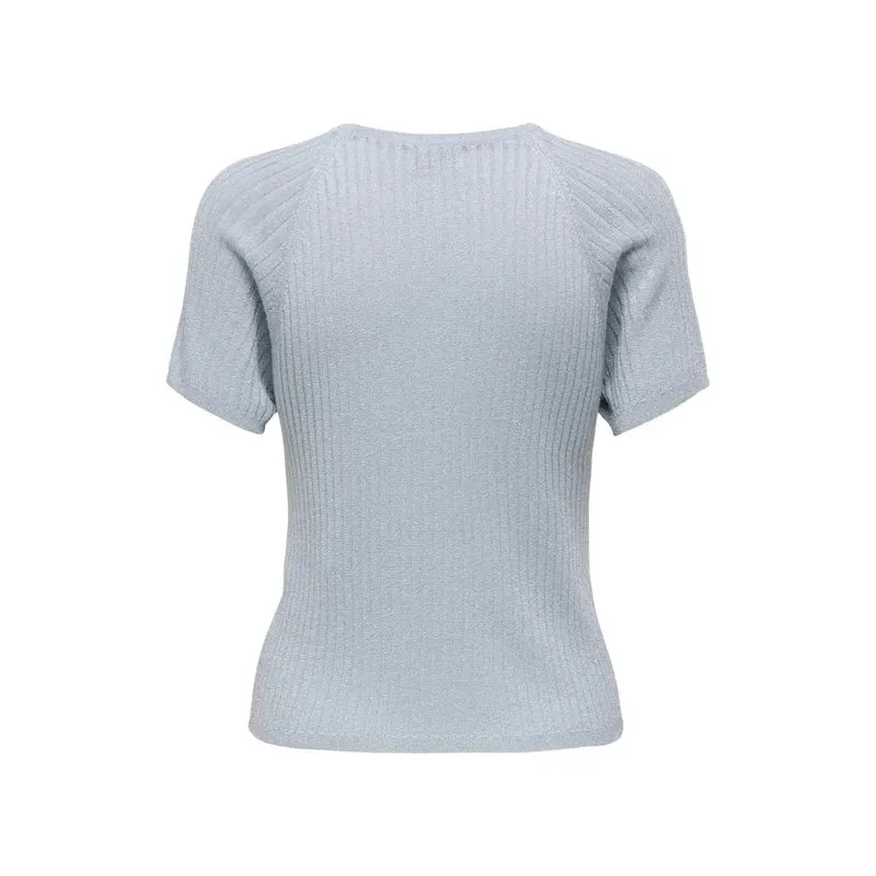 Jacqueline De Yong Damen hellblaues Viskose-Rundhals-T-Shirt