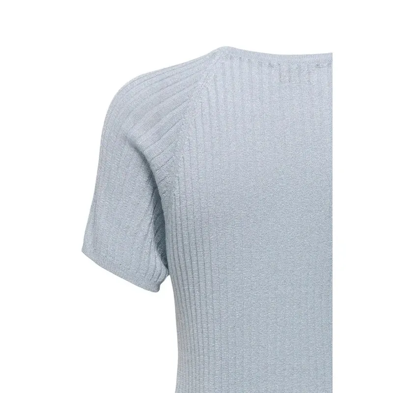 Jacqueline De Yong Damen hellblaues Viskose-Rundhals-T-Shirt