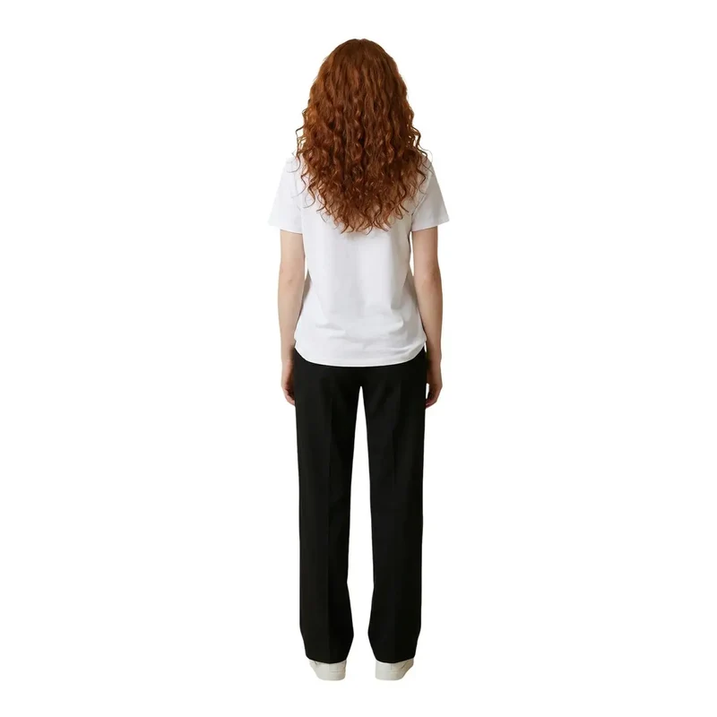 Liu Jo Damen Weiße Baumwolle Rundhalsausschnitt Kurzarm-T-Shirt WA6489