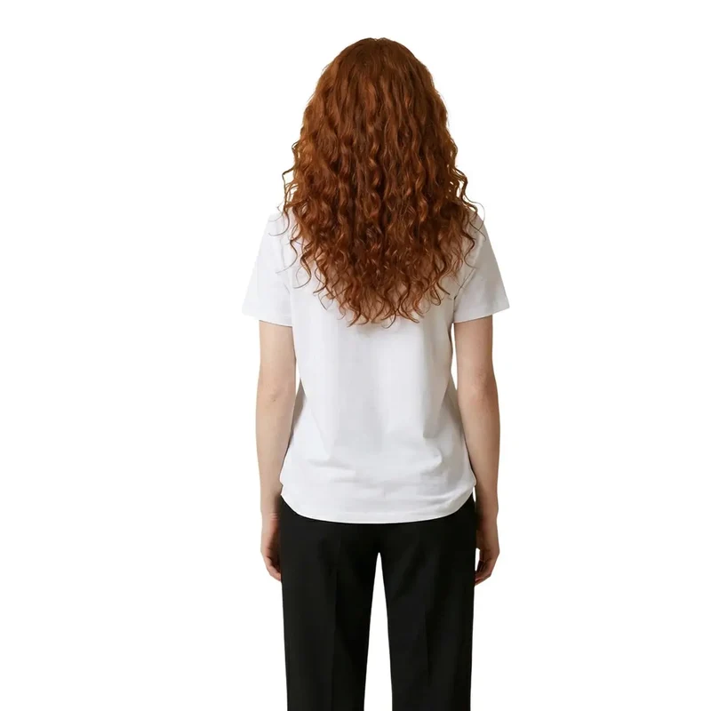 Liu Jo Damen Weiße Baumwolle Rundhalsausschnitt Kurzarm-T-Shirt WA6489