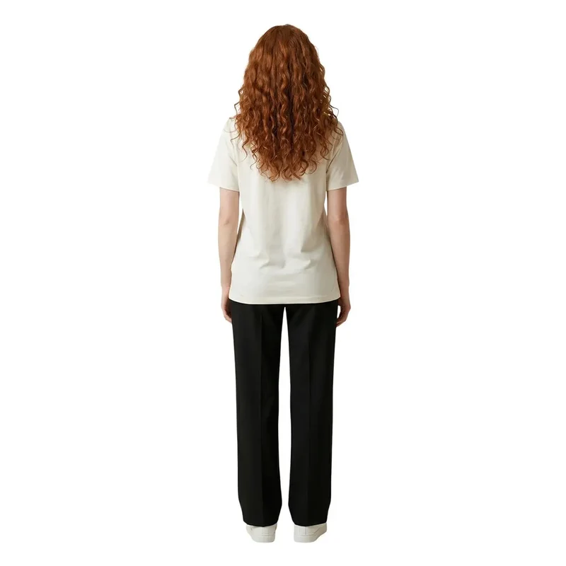 Liu Jo Damen Baumwoll T-Shirt mit kurzem Ärmel und Rundhalsausschnitt in Beige