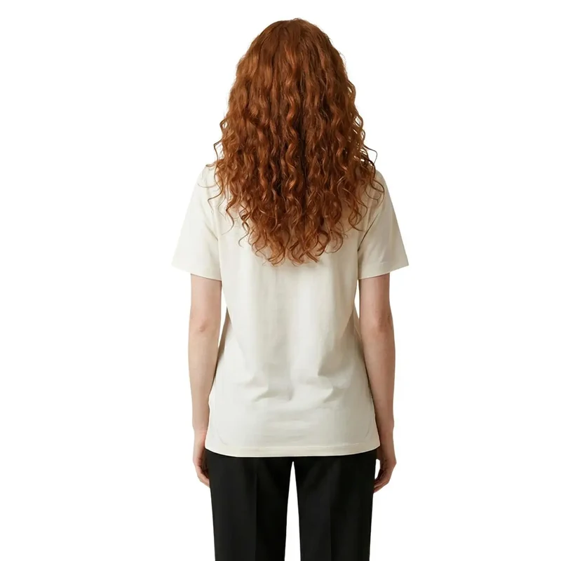 Liu Jo Damen Baumwoll T-Shirt mit kurzem Ärmel und Rundhalsausschnitt in Beige