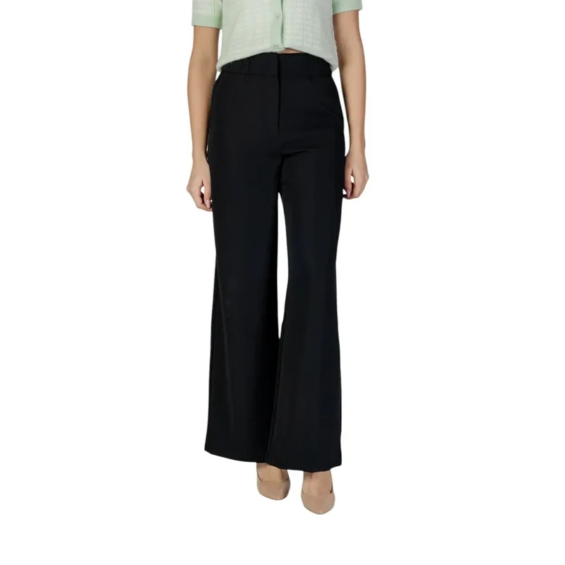 Morgan De Toi Damen-Schwarze Hose mit Reißverschluss und Knopf aus Polyester