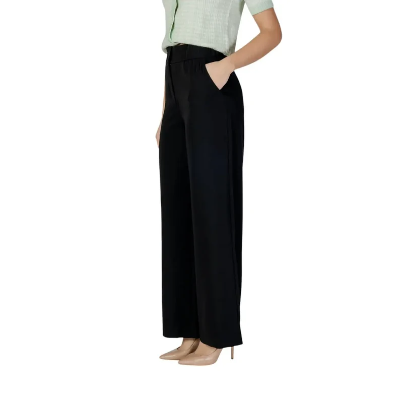 Morgan De Toi Damen-Schwarze Hose mit Reißverschluss und Knopf aus Polyester