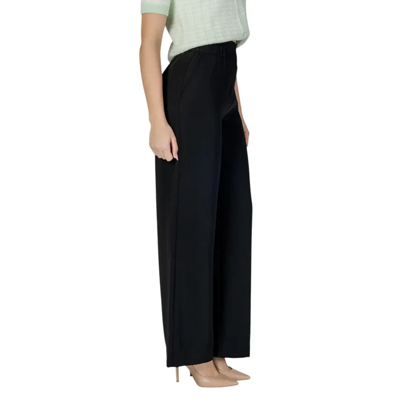 Morgan De Toi Damen-Schwarze Hose mit Reißverschluss und Knopf aus Polyester