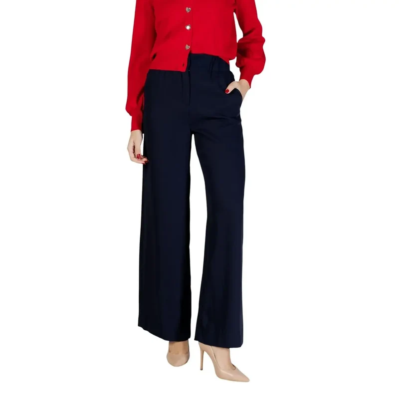 Morgan De Toi Damen-Schwarze Hose mit Reißverschluss und Knopf aus Polyester