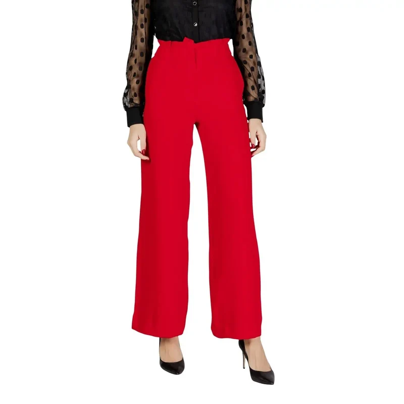 Morgan De Toi Damen-Schwarze Hose mit Reißverschluss und Knopf aus Polyester