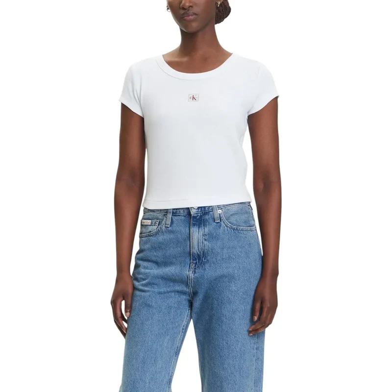 Calvin Klein Jeans Damen Hellblau Kurzarm Rundhals T Shirt