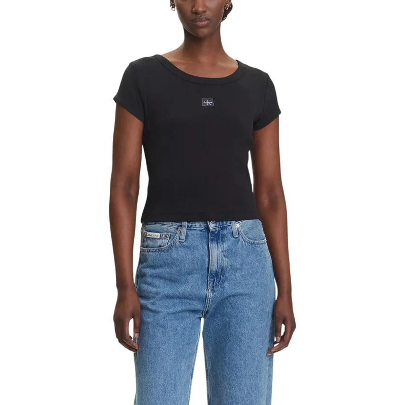 Calvin Klein Jeans Damen Hellblau Kurzarm Rundhals T Shirt