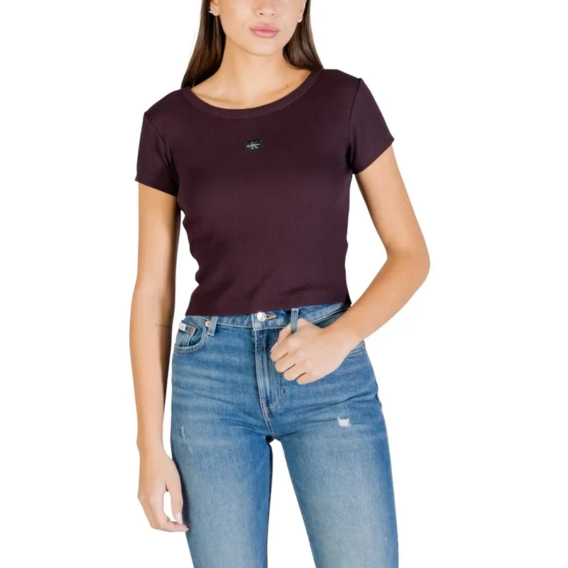Calvin Klein Jeans Damen Hellblau Kurzarm Rundhals T Shirt