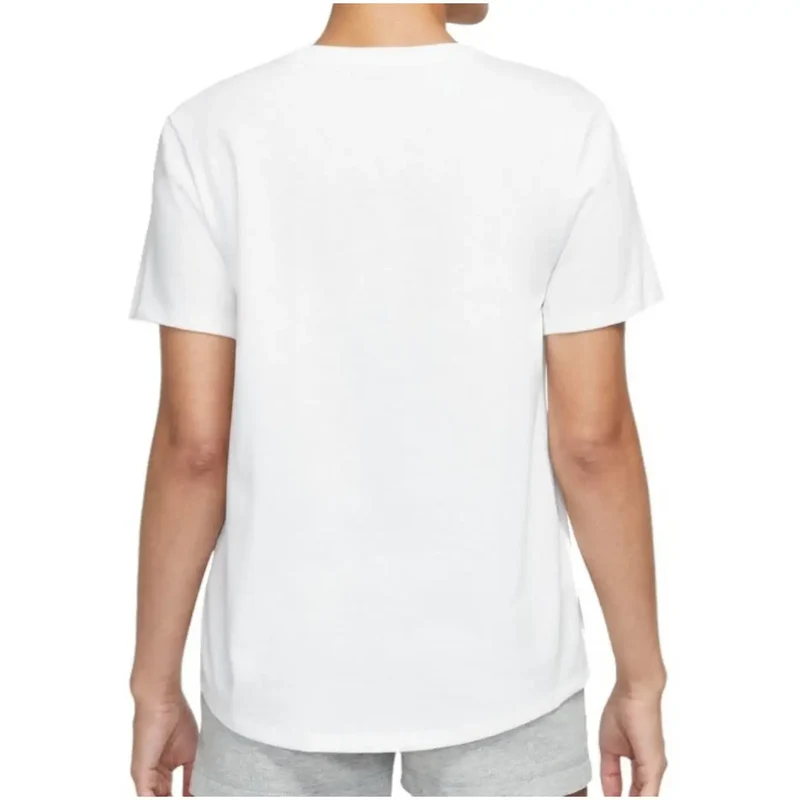 Nike Damen All Season Weiß Baumwolle Rundhals T-Shirt mit kurzen Ärmeln