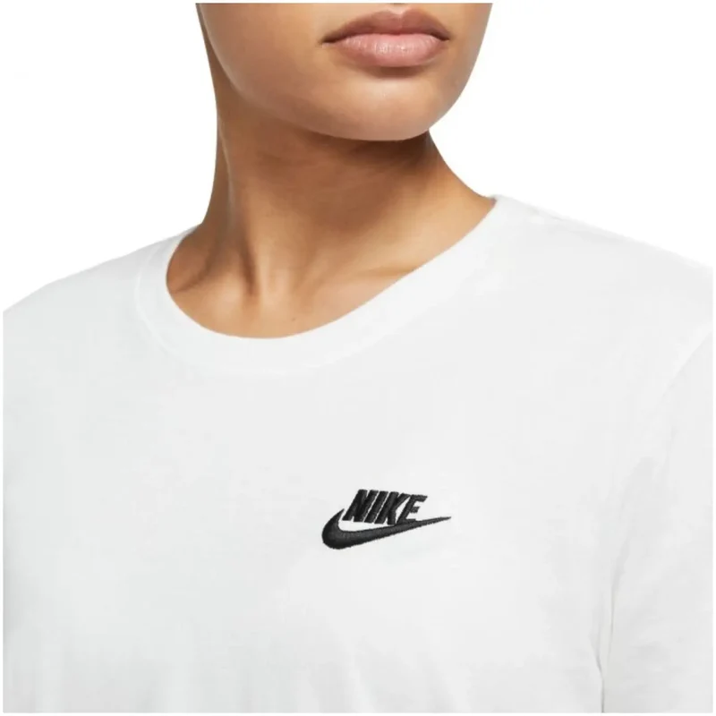 Nike Damen All Season Weiß Baumwolle Rundhals T-Shirt mit kurzen Ärmeln