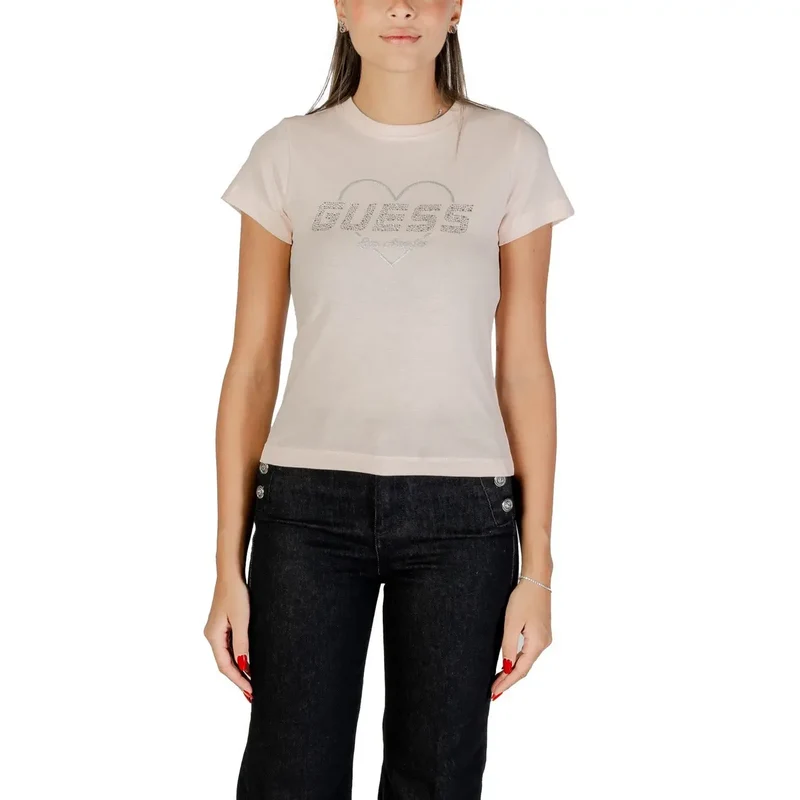 Guess Active Damen Rundhalsausschnitt Schwarz Strass Tee