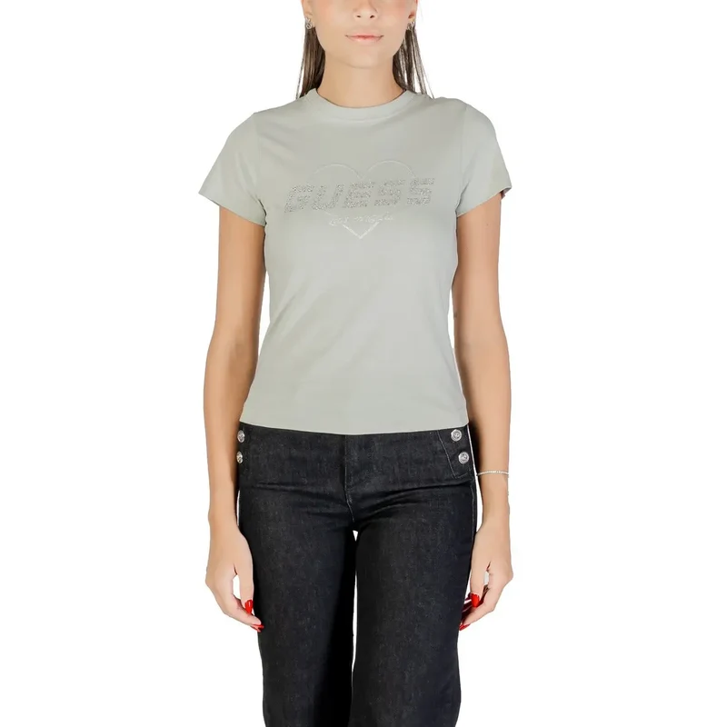 Guess Active Damen Rundhalsausschnitt Schwarz Strass Tee