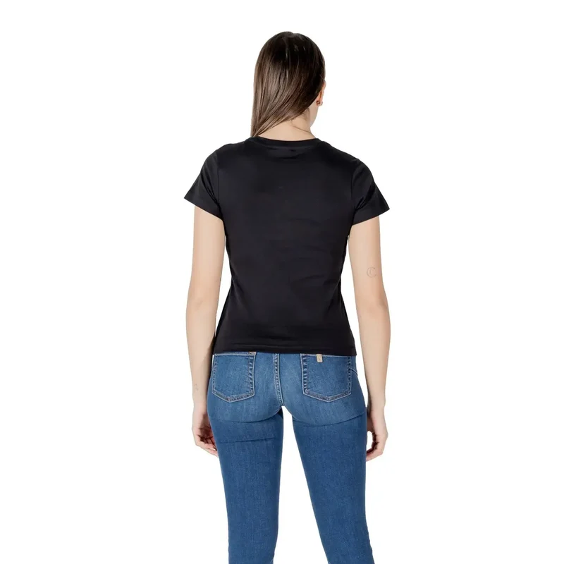 Guess Active Damen Rundhalsausschnitt Schwarz Strass Tee