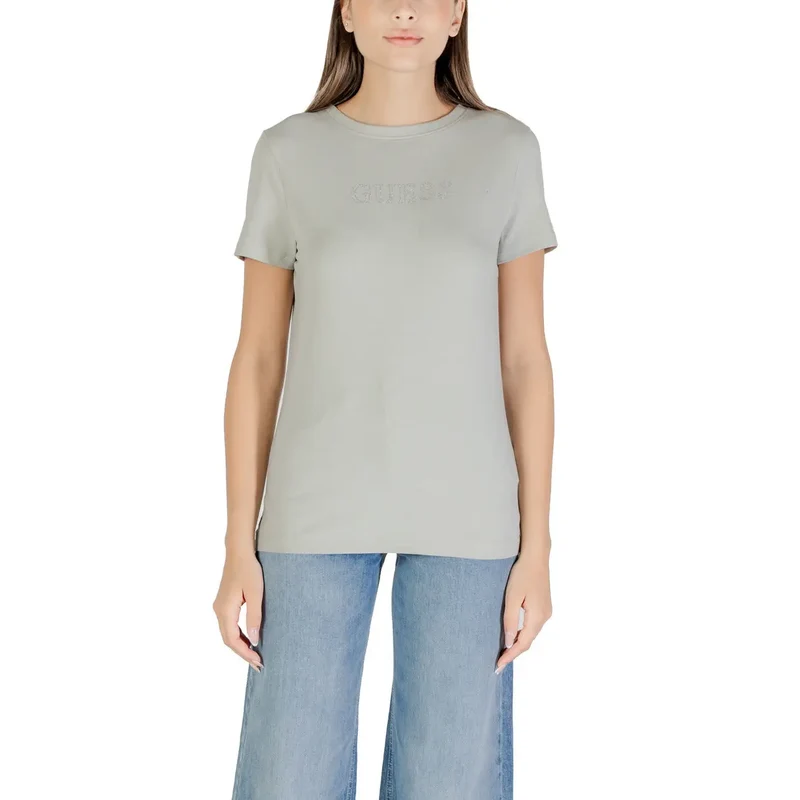 Guess Active Damen Frühling Sommer Strass Rundhalsausschnitt T Shirt Schwarz