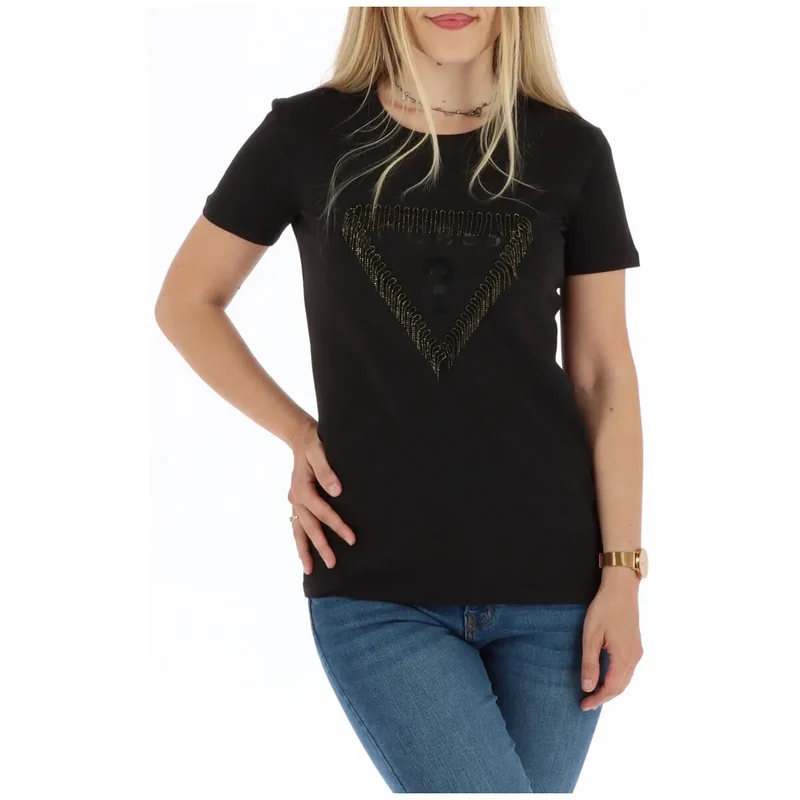 Guess Damen Weiß Rundhalsausschnitt Kurzarm Baumwoll-T-Shirt