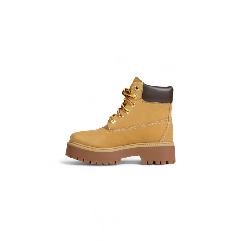 Timberland Damen-Leder-Ankle-Tops Boots Beige Schnürschuhe