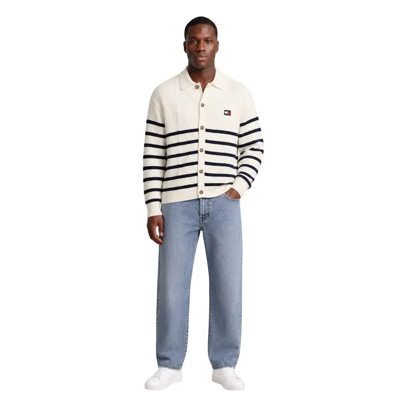 Herren-Tommy-Hilfiger-Jeans-Sweatshirt in Weiß aus Bio-Baumwolle