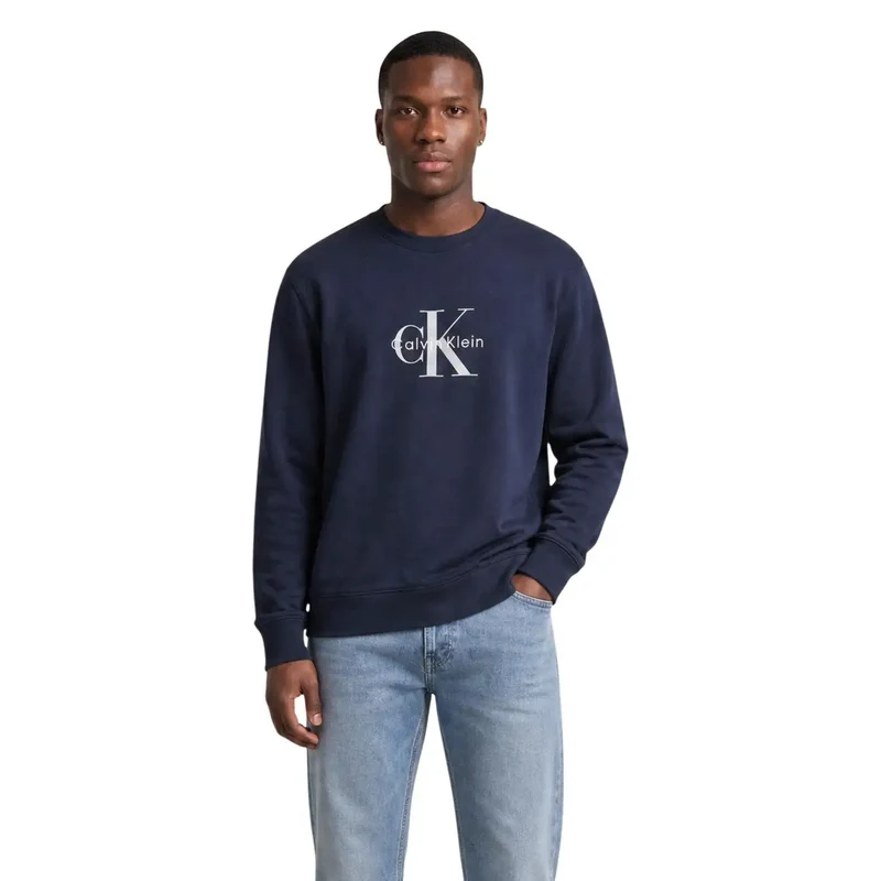 Herren-Sweatshirt von Calvin Klein Jeans aus blauem Baumwollstoff mit Rundhalsausschnitt