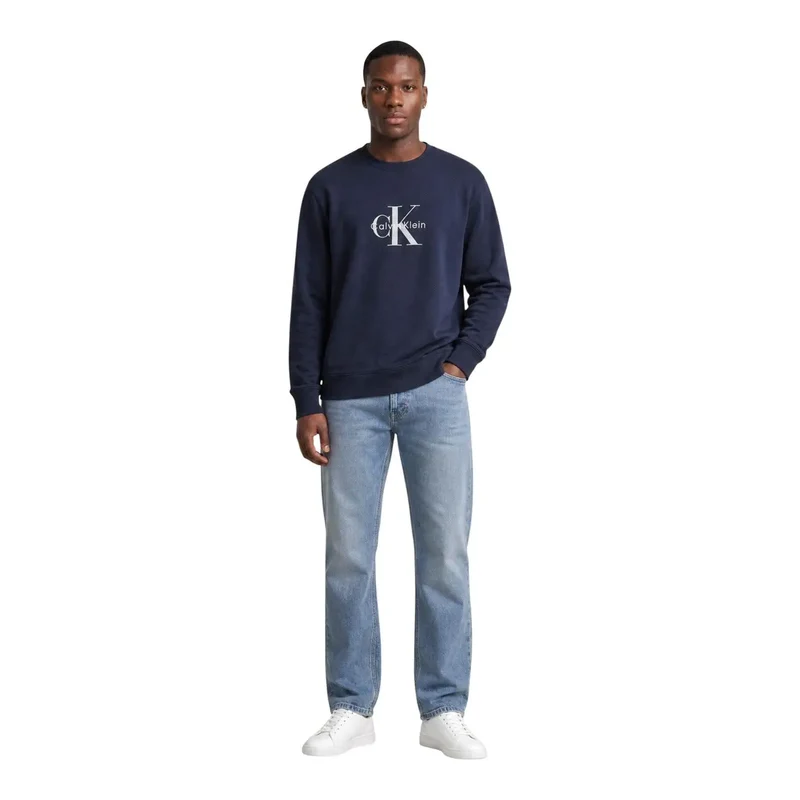 Herren-Sweatshirt von Calvin Klein Jeans aus blauem Baumwollstoff mit Rundhalsausschnitt