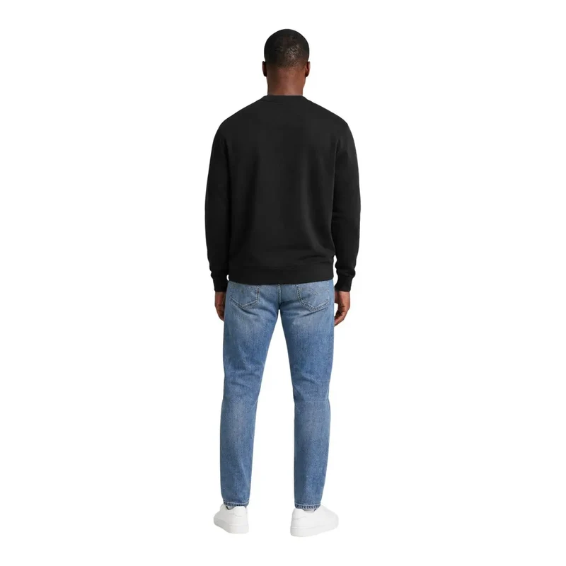 Herren-Sweatshirt von Calvin Klein Jeans aus schwarzer Baumwolle mit Rundhalsausschnitt