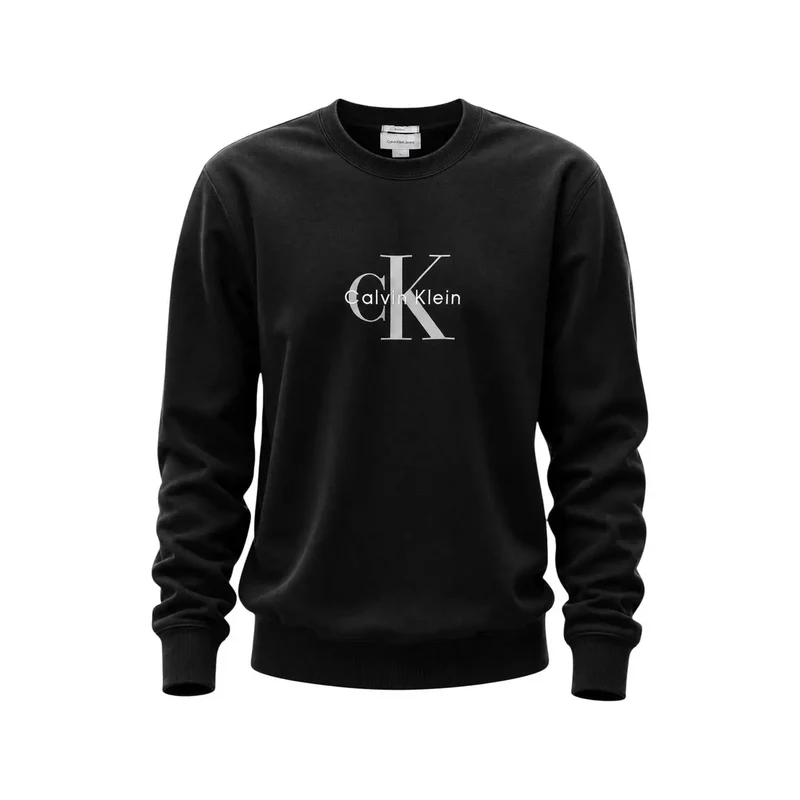 Herren-Sweatshirt von Calvin Klein Jeans aus schwarzer Baumwolle mit Rundhalsausschnitt