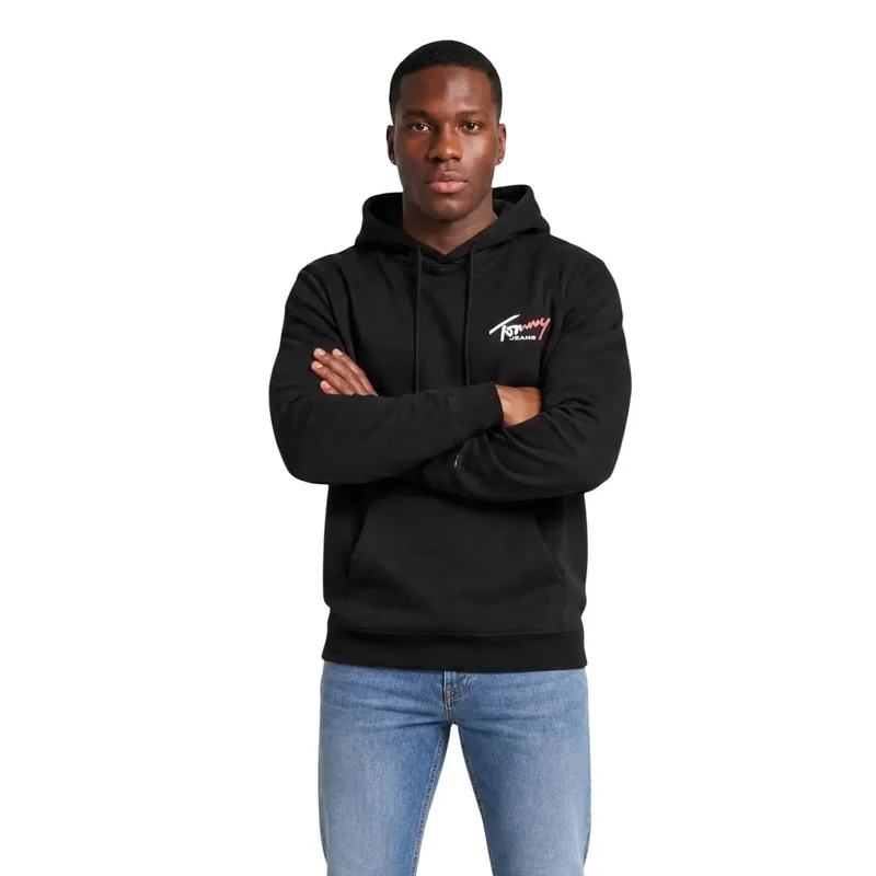 Tommy Hilfiger Jeans für Herren, schwarzer Hoodie aus Bio-Baumwolle