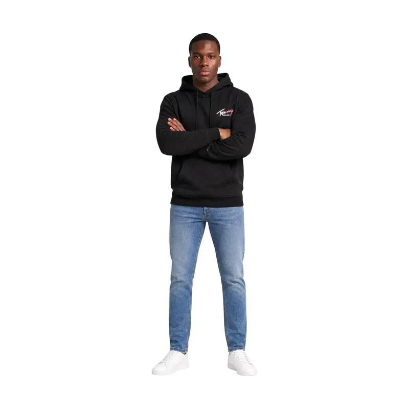 Tommy Hilfiger Jeans für Herren, schwarzer Hoodie aus Bio-Baumwolle
