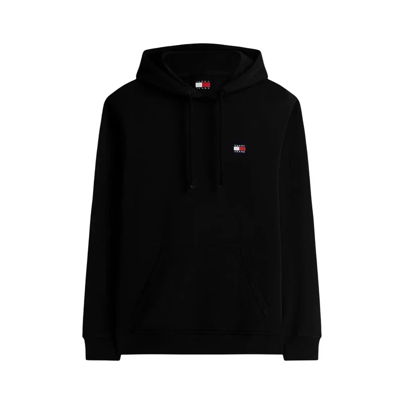 Tommy Hilfiger Jeans Herren Kapuzenpullover Sweatshirt aus schwarzer Bio-Baumwolle