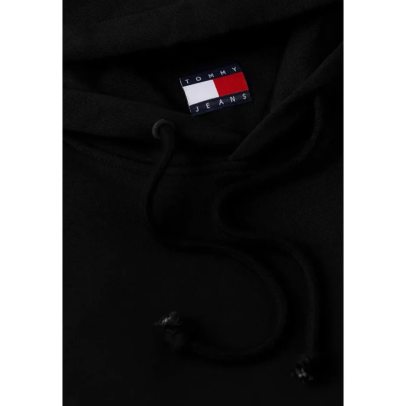 Tommy Hilfiger Jeans Herren Kapuzenpullover Sweatshirt aus schwarzer Bio-Baumwolle