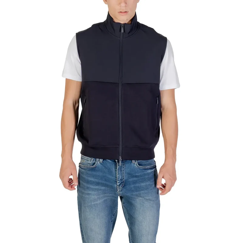 Armani Exchange Herren ärmelloser Sweatshirt mit Reißverschluss blau aus Baumwolle