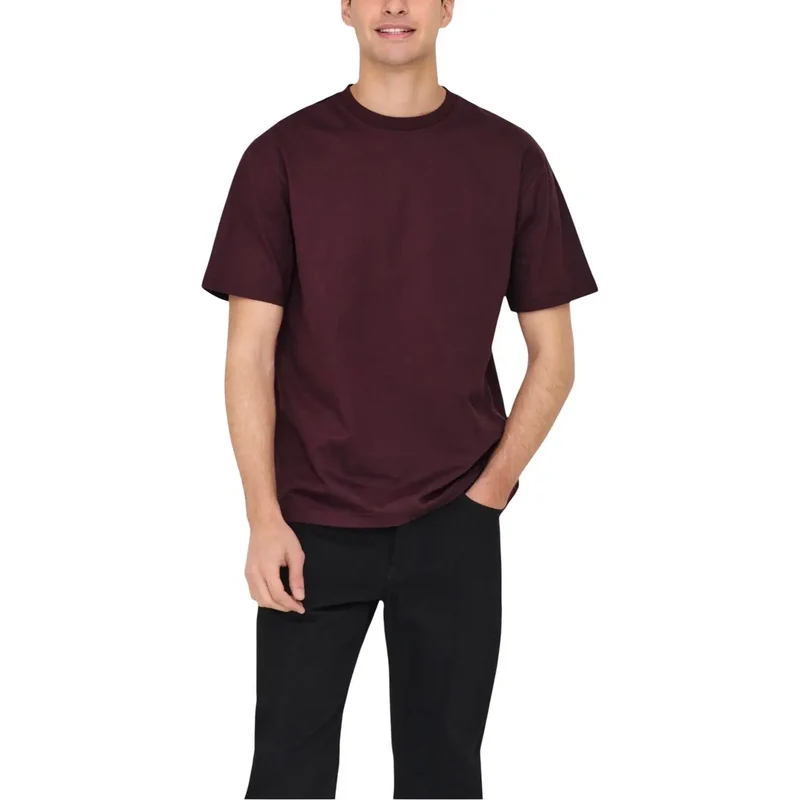 Only & Sons Herren T-Shirt Schwarz Bio-Baumwolle Kurzarm