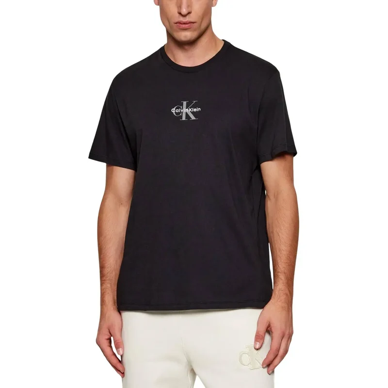 Calvin Klein Jeans Herren T-Shirt Schwarz Baumwolle Rundhals S