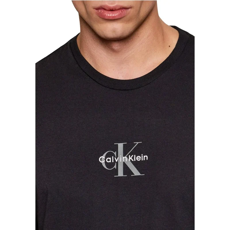 Calvin Klein Jeans Herren T-Shirt Schwarz Baumwolle Rundhals S