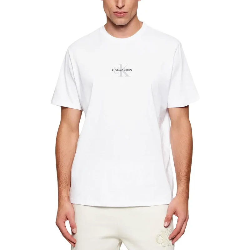 Calvin Klein Jeans Herren T-Shirt Schwarz Baumwolle Rundhals S