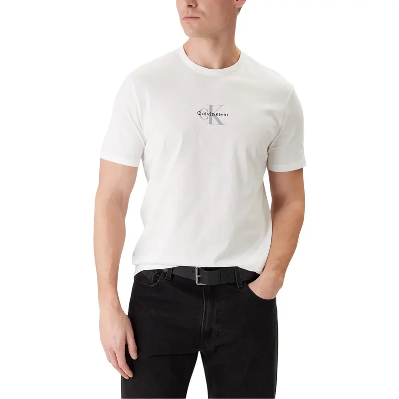 Calvin Klein Jeans Herren T-Shirt Schwarz Baumwolle Rundhals S