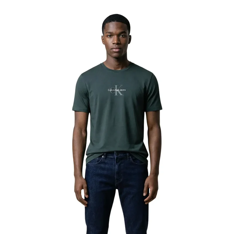 Calvin Klein Jeans Herren T-Shirt Schwarz Baumwolle Rundhals S