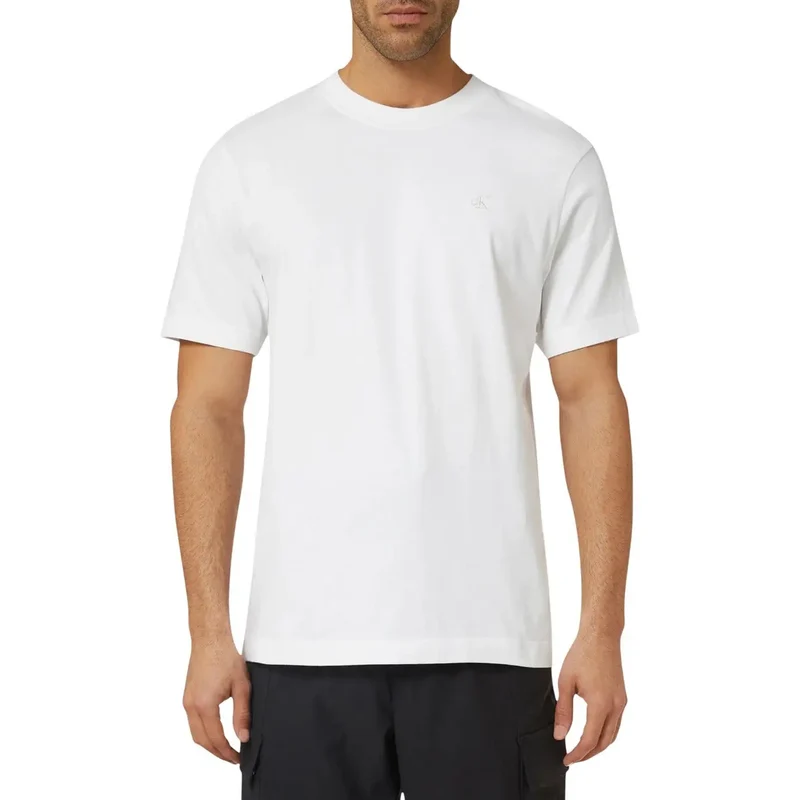 Calvin Klein Jeans Herren T-Shirt Weiß Baumwolle Kurze Ärmel S